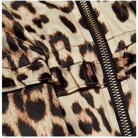 Generation Love Barron Leopard Windbreaker Jacket Animal Print Ruffle - Picture 15 of 16